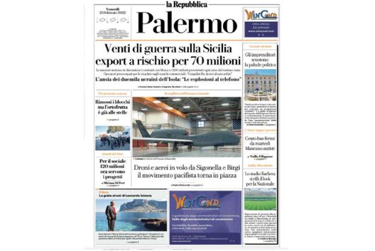 Prima Pagina, La Repubblica-Palermo: “Venti di guerra sulla Sicilia, rischio export” Prima Pagina