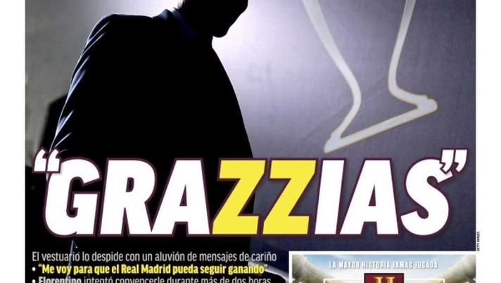 Prima Pagina, Marca: “GraZZie: Zidane lascia il Real, madridismo in stato di shock. Contattato Pochettino…”  Prima Pagina, Marca: “GraZZie: Zidane lascia il Real, madridismo in stato di shock. Contattato Pochettino…”
