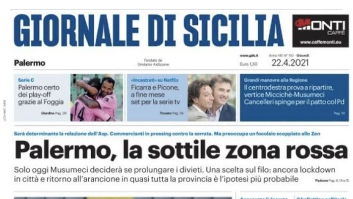 Prima Pagina, Giornale di Sicilia: “Palermo certo dei playoff grazie al Foggia. La rivincita delle provinciali nel giorno del flop Superlega” 