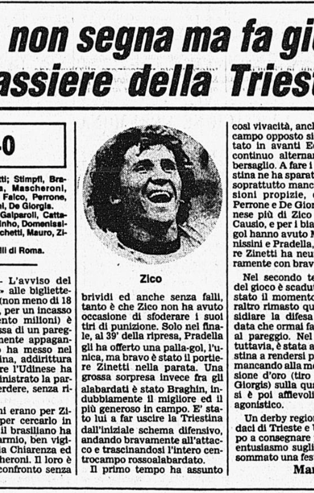 Accadde Oggi: 8/2/1984, Zico fa felice il cassiere della Triestina
