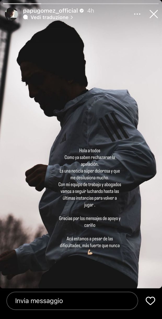 Papu Gomez, respinto il ricorso all’accusa di doping: “Notizia molto dolorosa”- immagine 2