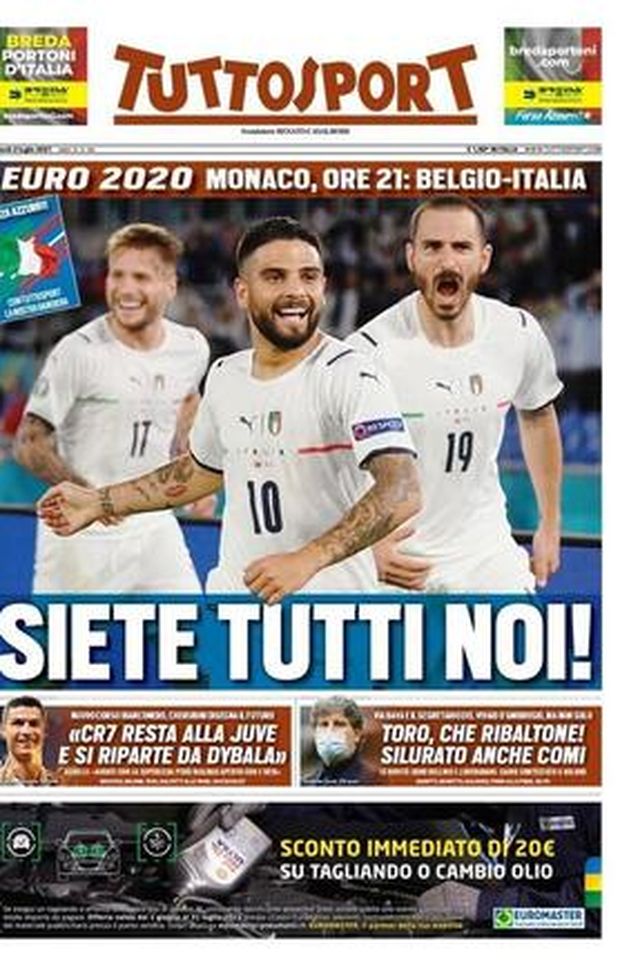 Prima Pagina, Tuttosport: &#8220;Siete tutti noi. CR7 resta alla Juve&#8221; 