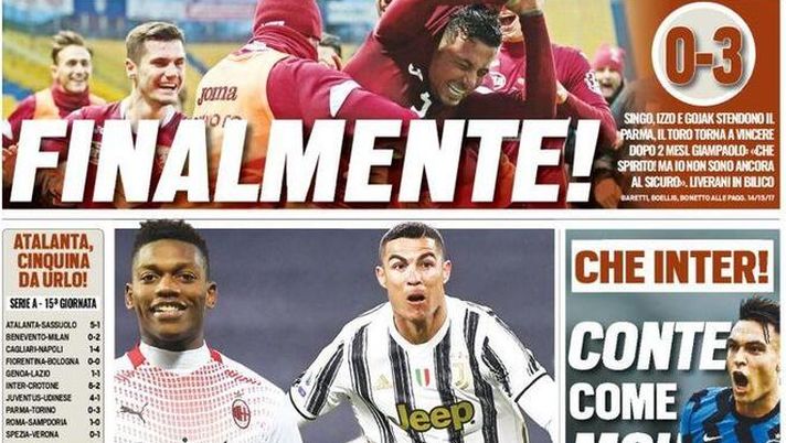 Tuttosport, la prima pagina di oggi, lunedì 4 gennaio 2021 Tuttosport, la prima pagina di oggi, lunedì 4 gennaio 2021