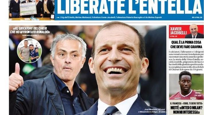 Prima Pagina, Tuttosport: “Meglio Max. Liberate l’Entella. Marchegiani gioca il derby…” Prima Pagina, Tuttosport: “Meglio Max. Liberate l’Entella. Marchegiani gioca il derby…”