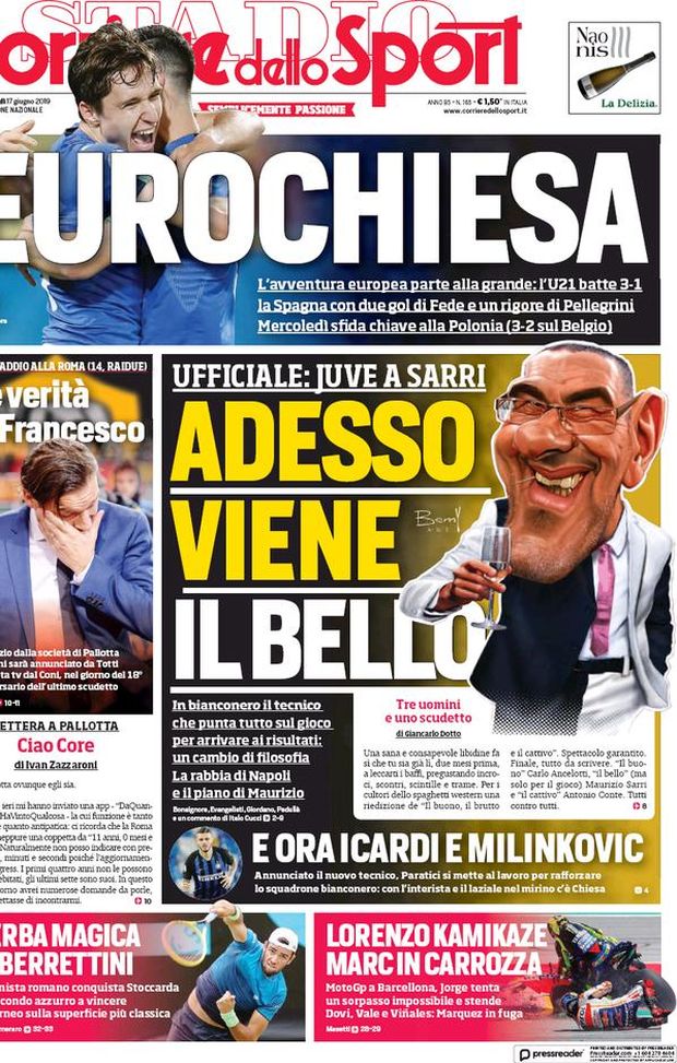 Prima Pagina, Corriere dello Sport: “Adesso viene il bello. EuroChiesa. Le verità di Francesco” 