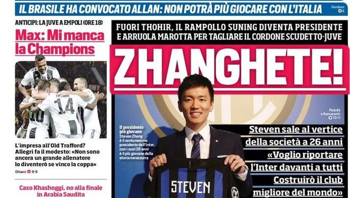 Prima Pagina, Corriere dello Sport: “Zhanghete! Koulibaly: ‘La differenza è Ancelotti’. Gelo su Gattuso. La rivolta della B…” Prima Pagina, Corriere dello Sport: “Zhanghete! Koulibaly: ‘La differenza è Ancelotti’. Gelo su Gattuso. La rivolta della B…”