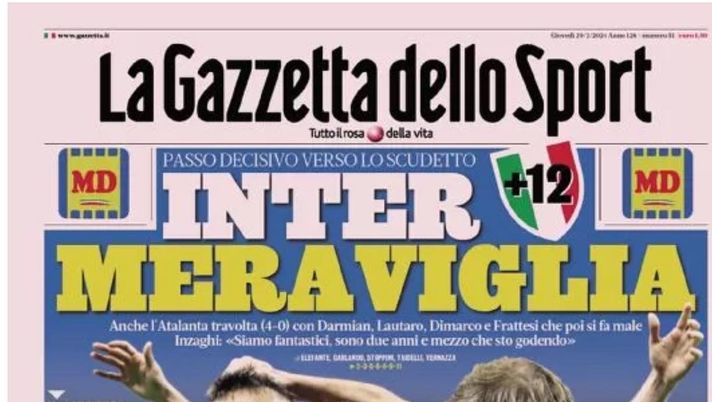 prima pagina gazzetta dello sport oggi
