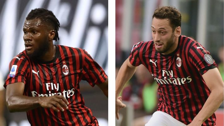 Franck Kessie e Hakan Calhanoglu. centrocampisti dell'AC Milan 