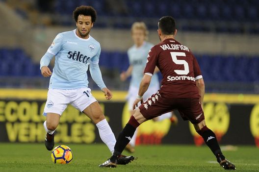 ROME, ROMA - DECEMBER 11: Felipe Anderson of SS Lazio compete for the ball with Mirko Valdifiori of Torino FC during the Serie A match between SS Lazio and Torino FC at Stadio Olimpico on December 11, 2017 in Rome, Italy. (Photo by Marco Rosi/Getty Images) ROME, ROMA - DECEMBER 11: Felipe Anderson of SS Lazio compete for the ball with Mirko Valdifiori of Torino FC during the Serie A match between SS Lazio and Torino FC at Stadio Olimpico on December 11, 2017 in Rome, Italy. (Photo by Marco Rosi/Getty Images)