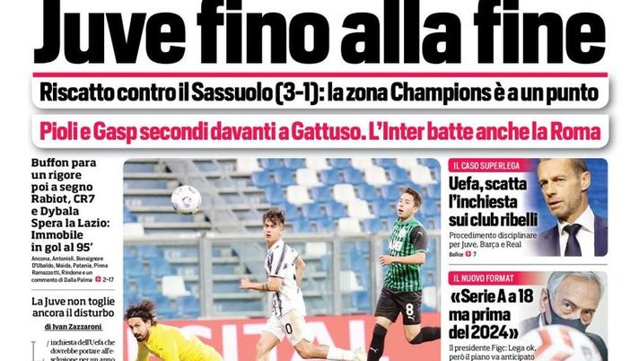 Prima Pagina, Corriere dello Sport: “Juve fino alla fine. Cagliari e Spezia, pari pesanti” Prima Pagina, Corriere dello Sport: “Juve fino alla fine. Cagliari e Spezia, pari pesanti”