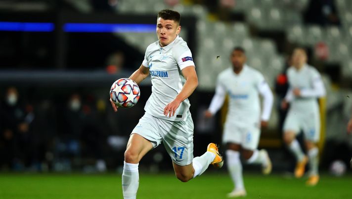 BRUGGE, BELGIUM - DECEMBER 02: Andrei Mostovoy of Zenit Saint Petersburg in action during the UEFA Champions League Group F stage match between Club Brugge KV and Zenit St. Petersburg at Jan Breydel Stadium on December 02, 2020 in Brugge, Belgium. Sporting stadiums around Belgium remain under strict restrictions due to the Coronavirus Pandemic as Government social distancing laws prohibit fans inside venues resulting in games being played behind closed doors. (Photo by Dean Mouhtaropoulos/Getty Images) BRUGGE, BELGIUM - DECEMBER 02: Andrei Mostovoy of Zenit Saint Petersburg in action during the UEFA Champions League Group F stage match between Club Brugge KV and Zenit St. Petersburg at Jan Breydel Stadium on December 02, 2020 in Brugge, Belgium. Sporting stadiums around Belgium remain under strict restrictions due to the Coronavirus Pandemic as Government social distancing laws prohibit fans inside venues resulting in games being played behind closed doors. (Photo by Dean Mouhtaropoulos/Getty Images)