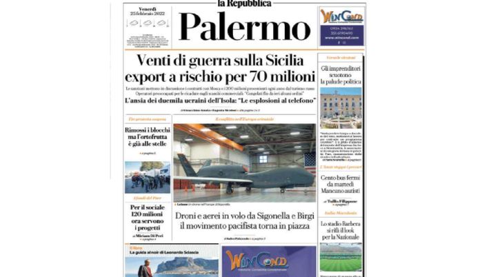 Prima Pagina, La Repubblica-Palermo: “Venti di guerra sulla Sicilia, rischio export” Prima Pagina
