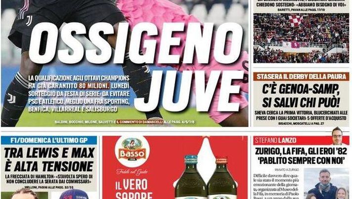Prima Pagina, Tuttosport: “Dea, il cuore non basta. Roma agli ottavi” Prima Pagina