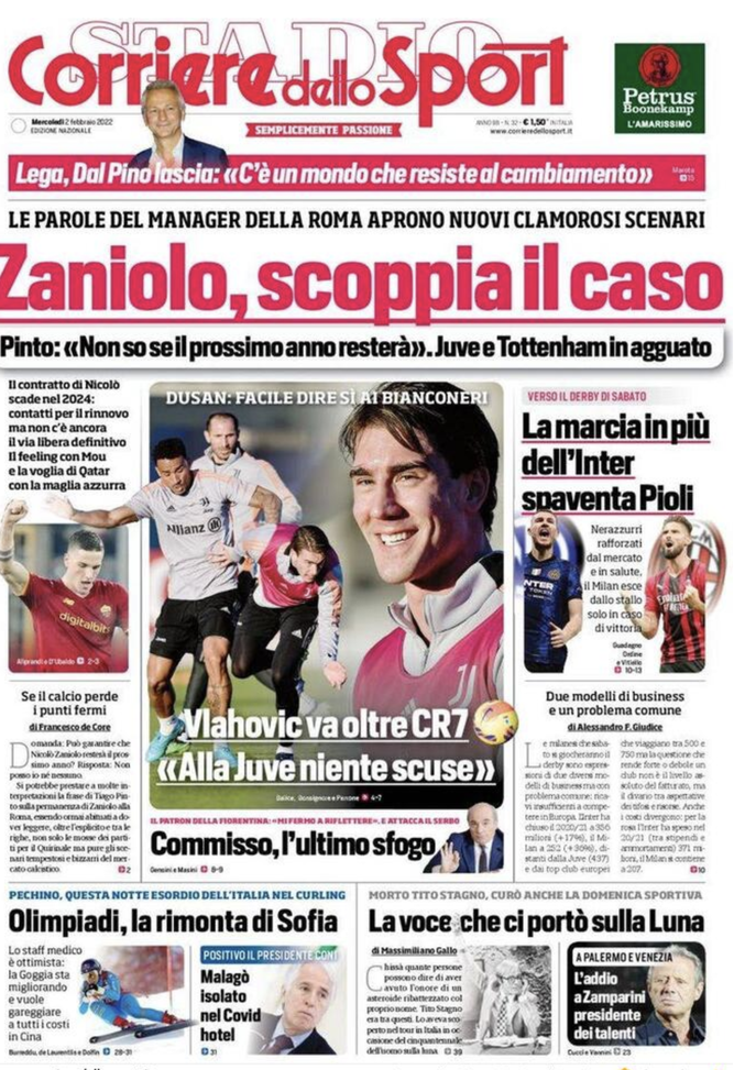 Prima Pagina, Corriere dello Sport: “L’addio a Zamparini, presidente dei talenti”  prima pagina