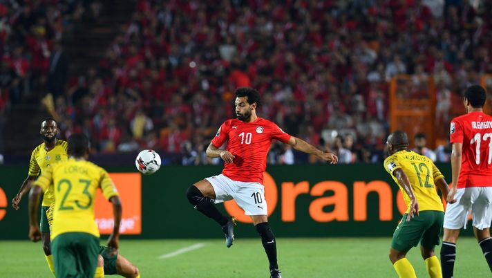 CAIRO, EGYPT - JULY 06: Mohamed Salah of Egypt in action during the African Cup of Nations, Last 16 match between Egypt and South Africa at Cairo International Stadium on July 06, 2019 in Cairo, Egypt. (Photo by Ahmed Hasan/Gallo Images/Getty Images) 