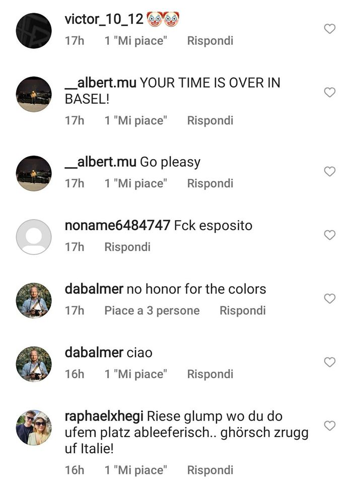 Esposito-Basilea agli sgoccioli? I tifosi lo scaricano: “Il tuo tempo qui è finito”- immagine 3