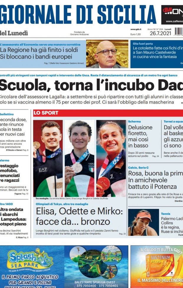 Prima Pagina, Giornale di Sicilia: “Rosa, buona la prima. Battuto il Potenza“  Prima Pagina, Giornale di Sicilia: “Rosa, buona la prima. Battuto il Potenza“