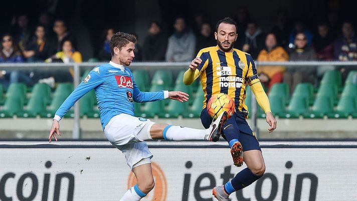 during the Serie A match between Hellas Verona FC and SSC Napoli at Stadio Marc'Antonio Bentegodi on November 22, 2015 in Verona, Italy. 