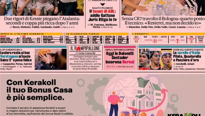 BUONGIORNO CITTACELESTE &#8211; LE PRIME PAGINE DEI PRINCIPALI QUOTIDIANI SPORTIVI &#8211; GUARDA