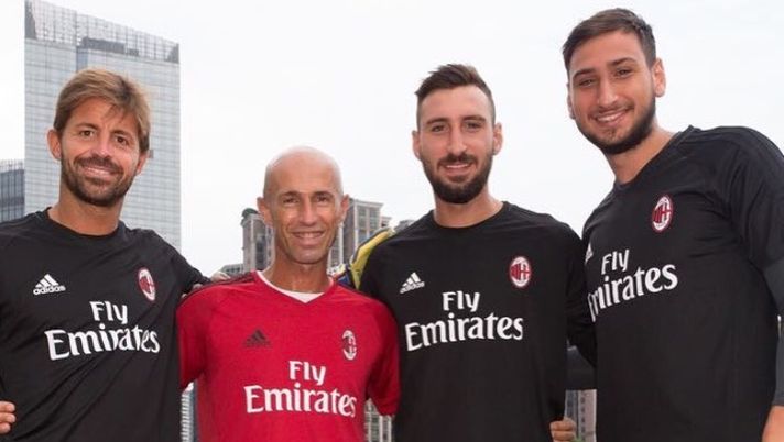 Marco Storari, Alfredo Magni, Antonio e Gianluigi Donnarumma, portieri del Milan (credits: Official A. Donnarumma Instagram account) 
