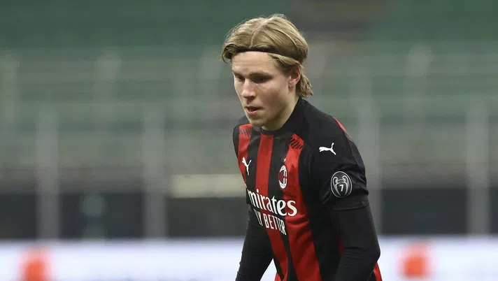 Jens Petter Hauge (attaccante AC Milan), qui durante Milan-Parma 2-2 (Serie A 2020-2021) | News (Getty Images)