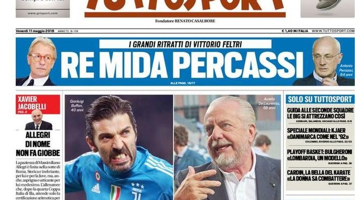Prima Pagina, Tuttosport: “Juve-Napoli al VAR dello sport. De Laurentiis: ‘Lo scudetto è nostro’. Tifosi del Milan contro Gigio…”  Prima Pagina, Tuttosport: “Juve-Napoli al VAR dello sport. De Laurentiis: ‘Lo scudetto è nostro’. Tifosi del Milan contro Gigio…”