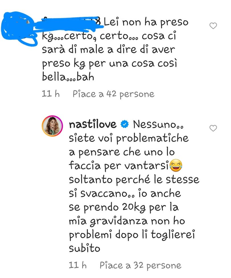 “C’è chi svacca in gravidanza”: la Nasti risponde ad una follower ed è polemica- immagine 2