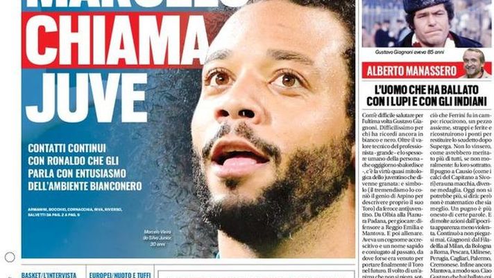 Prima Pagina, Tuttosport: “Marcelo chiama Juve. Bakayoko-Milan, ormai ci siamo. Toro, Gibbs e Bolingoli-Mbombo…”  Prima Pagina, Tuttosport: “Marcelo chiama Juve. Bakayoko-Milan, ormai ci siamo. Toro, Gibbs e Bolingoli-Mbombo…”