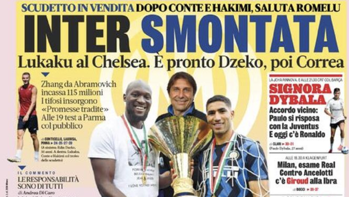 Prima Pagina, La Gazzetta dello Sport: &#8220;Inter smontata. Giù le mani dai nostri ori&#8221; 