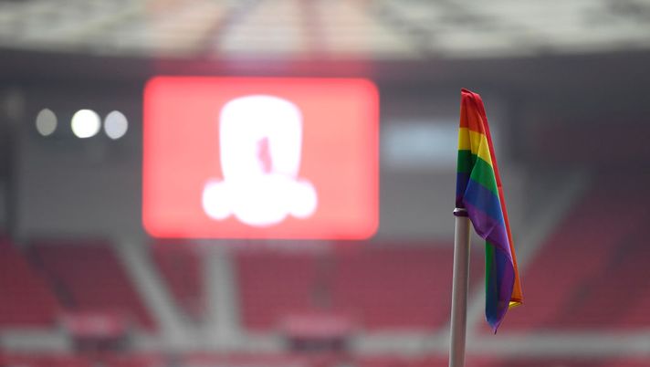MIDDLESBROUGH, ENGLAND - NOVEMBER 24: A rainbow corner flag is seen in support of LGBT charity campaigner Stonewall prior to the Sky Bet Championship match between Middlesbrough and Hull City at Riverside Stadium on November 24, 2019 in Middlesbrough, England. (Photo by George Wood/Getty Images) MIDDLESBROUGH, ENGLAND - NOVEMBER 24: A rainbow corner flag is seen in support of LGBT charity campaigner Stonewall prior to the Sky Bet Championship match between Middlesbrough and Hull City at Riverside Stadium on November 24, 2019 in Middlesbrough, England. (Photo by George Wood/Getty Images)