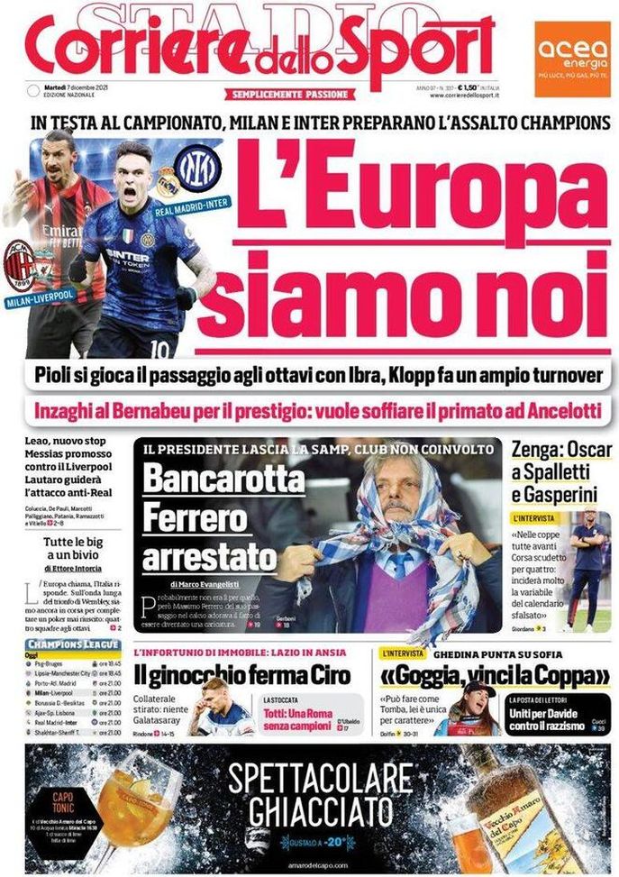 EDICOLA CDS – L’Europa siamo noi: Milan e Inter preparano l’assalto Champions EDICOLA CDS – L’Europa siamo noi: Milan e Inter preparano l’assalto Champions - immagine 1