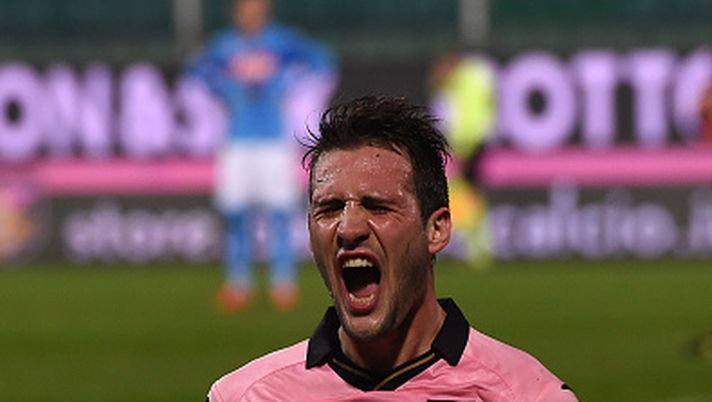 Franco Vazquez esulta durante Palermo-Napoli 3-1  Franco Vazquez esulta durante Palermo-Napoli 3-1