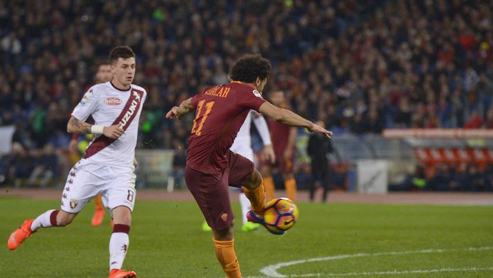 ROME, ITALY - FEBRUARY 19:  Mohamed Salah of AS Roma scores a goal during the Serie A match between AS Roma and FC Torino at Stadio Olimpico on February 19, 2017 in Rome, Italy.  (Photo by Luciano Rossi/AS Roma via Getty Images) 