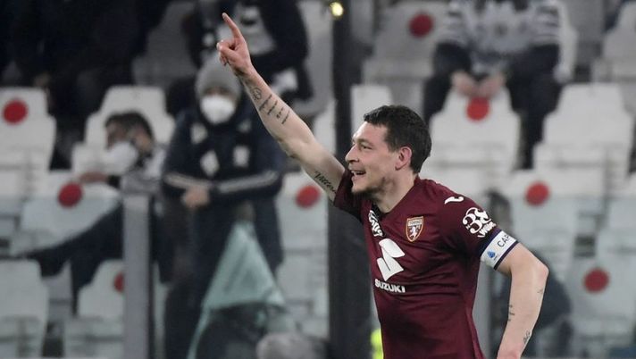 Torino's Italian forward Andrea Belotti celebrates after scoring a goal during the Italian Serie A football match Juventus vs Torino at Allianz stadium in Turin, on February 18, 2022. (Photo by Filippo MONTEFORTE / AFP) (Photo by FILIPPO MONTEFORTE/AFP via Getty Images) I sette giocatori «più in forma» del campionato: sono da confermare per la 27ma giornata - immagine 1