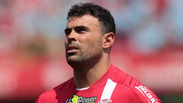 MONZA, ITALY - MAY 28: Andrea Petagna of AC Monza looks on during the Serie A match between AC Monza and US Lecce at Stadio Brianteo on May 28, 2023 in Monza, Italy. (Photo by Emilio Andreoli/Getty Images) Monza ko in Coppa, i segnali: da D’Ambrosio a Kyriakopoulos. E Petagna non entra nemmeno - immagine 1