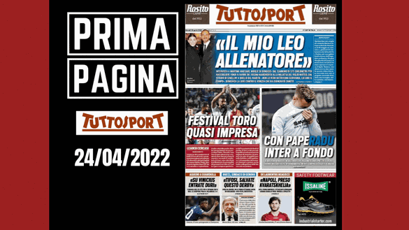 Tuttosport, la prima pagina di oggi, giovedì 28 aprile 2022