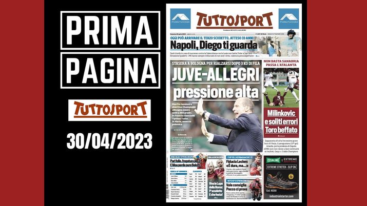 Prima pagina Tuttosport: 'Juve-Allegri pressione alta'