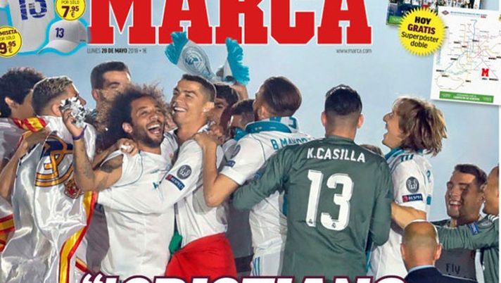 Prima Pagina, Marca: “Cristiano, resta! CR7 fa l’occhiolino a Cibeles, ma resta enigmatico al Bernabéu…”  Prima Pagina, Marca: “Cristiano, resta! CR7 fa l’occhiolino a Cibeles, ma resta enigmatico al Bernabéu…”