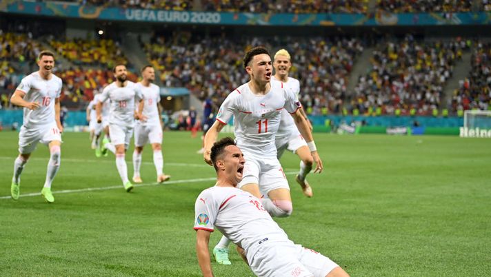 BUCHAREST, ROMANIA - JUNE 28: Mario Gavranovic of Switzerland celebrates after scoring their side's third goal during the UEFA Euro 2020 Championship Round of 16 match between France and Switzerland at National Arena on June 28, 2021 in Bucharest, Romania. (Photo by Justin Setterfield/Getty Images) BUCHAREST, ROMANIA - JUNE 28: Mario Gavranovic of Switzerland celebrates after scoring their side's third goal during the UEFA Euro 2020 Championship Round of 16 match between France and Switzerland at National Arena on June 28, 2021 in Bucharest, Romania. (Photo by Justin Setterfield/Getty Images)