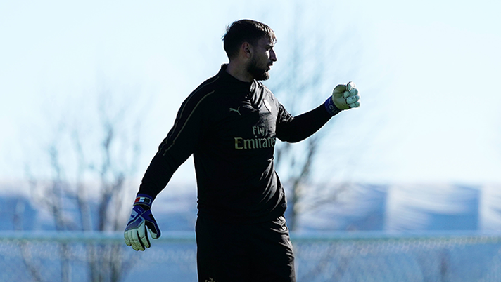 Gianluigi 'Gigio' Donnarumma in allenamento con il Milan a Milanello (credits: acmilan.com) 