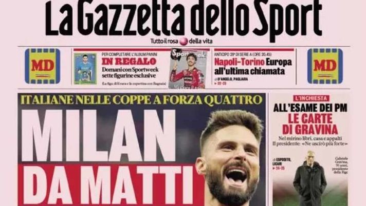 PRIMA PAGINA GAZZETTA DELLO SPORT OGGI: “Napoli-Torino, Europa all’ultima chiamata” - immagine 1