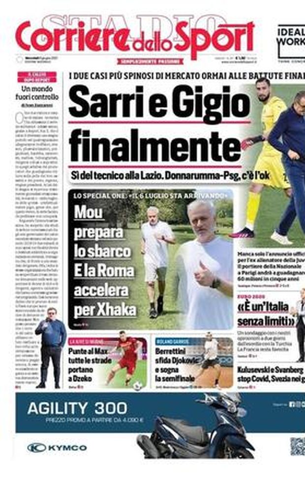 Prima Pagina, Corriere dello Sport: “Sarri e Gigio finalmente” 