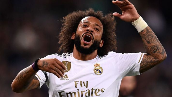 Real Madrid's Brazilian defender Marcelo reacts after missing a goal opportunity during the Spanish league football match between Real Madrid CF and Club Deportivo Leganes SAD at the Santiago Bernabeu stadium in Madrid on October 30, 2019. (Photo by OSCAR DEL POZO / AFP) (Photo by OSCAR DEL POZO/AFP via Getty Images) INFO SOS – Marcelo, la Roma e le voci di un colpo: smentite totali, non c’è possibilità - immagine 1