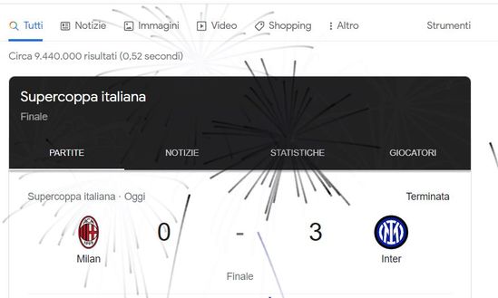 Supercoppa, festeggia l’Inter e su Google spuntano i fuochi d’artificio nerazzurri- immagine 2