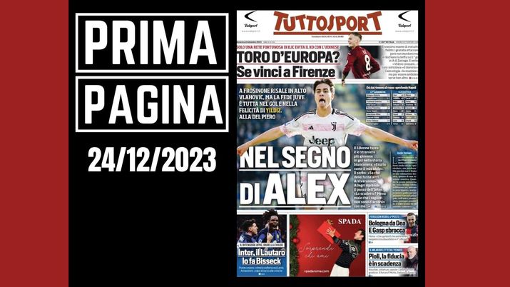 Tuttosport, la prima pagina di oggi, domenica 24 dicembre 2023 Tuttosport