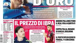Prima Pagina, Corriere dello Sport: “Arek d’oro. Var, si cambia. Il prezzo di Ibra. Modric Pallone d’Oro…”