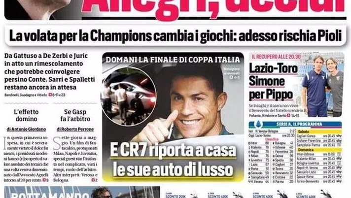 BUONGIORNO CITTACELESTE &#8211; LE PRIME PAGINE DEI PRINCIPALI QUOTIDIANI SPORTIVI &#8211; GUARDA