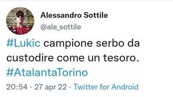 Atalanta-Torino: 4-4, le reazioni social: “Lukic, un vero campione”