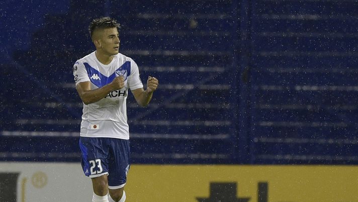 BUENOS AIRES, ARGENTINA - NOVEMBER 24: Thiago Almada of Velez celebrates after scoring the second goal of his team during a round of sixteen first leg match between Velez and Deportivo Cali as part of Copa CONMEBOL Sudamericana 2020 at Jose Amalfitani Stadium on November 24, 2020 in Buenos Aires, Argentina. (Photo by Juan Mabromata - Pool/Getty Images) BUENOS AIRES, ARGENTINA - NOVEMBER 24: Thiago Almada of Velez celebrates after scoring the second goal of his team during a round of sixteen first leg match between Velez and Deportivo Cali as part of Copa CONMEBOL Sudamericana 2020 at Jose Amalfitani Stadium on November 24, 2020 in Buenos Aires, Argentina. (Photo by Juan Mabromata - Pool/Getty Images)