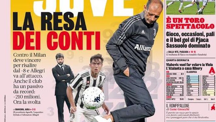 Prima Pagina, La Gazzetta dello Sport: “Juve, la resa dei conti” 
